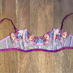 Fleur du Mal Orchid Embroidered Balconette Bra